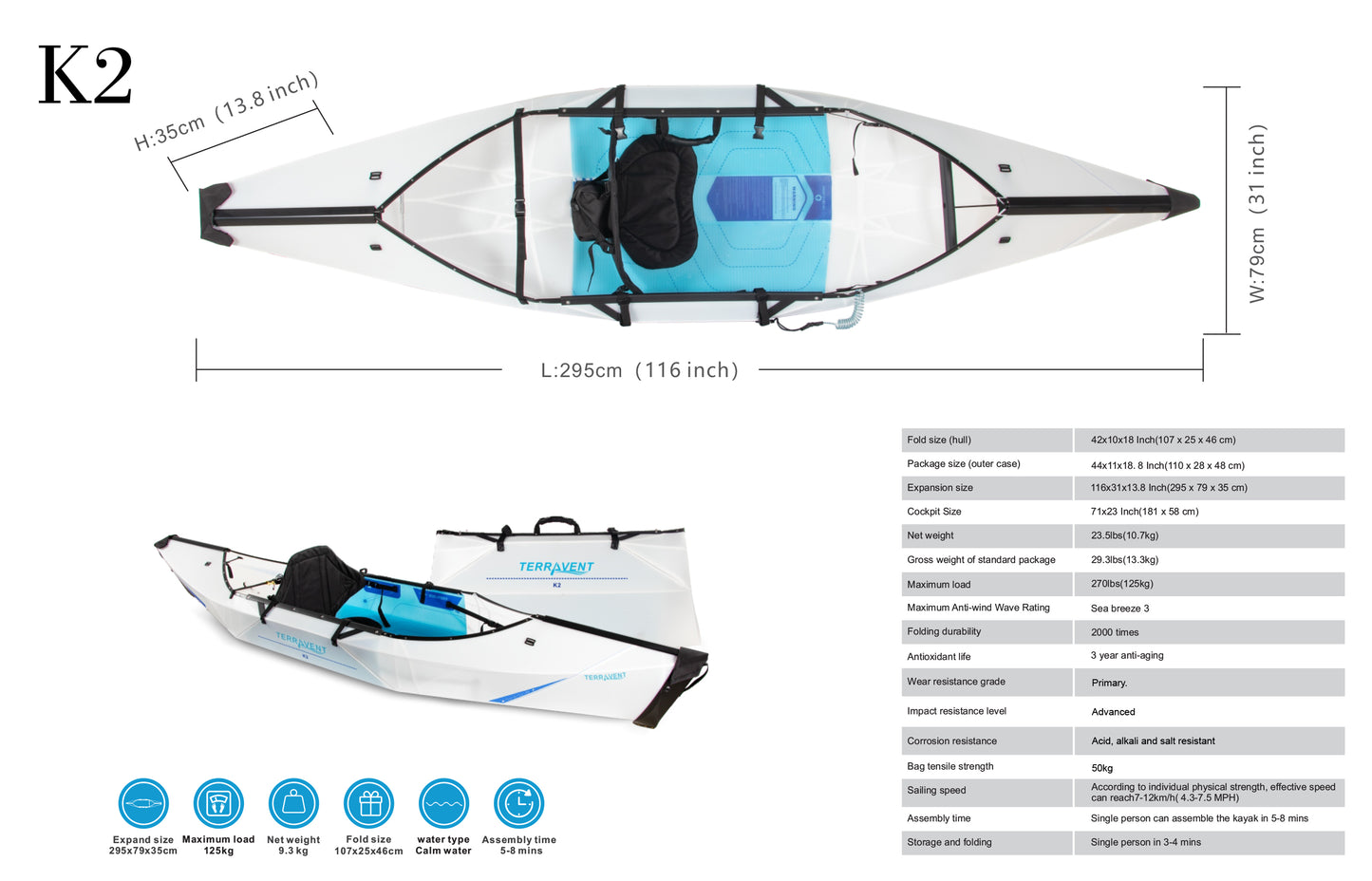 Terravent Foldable Kayak -The K2